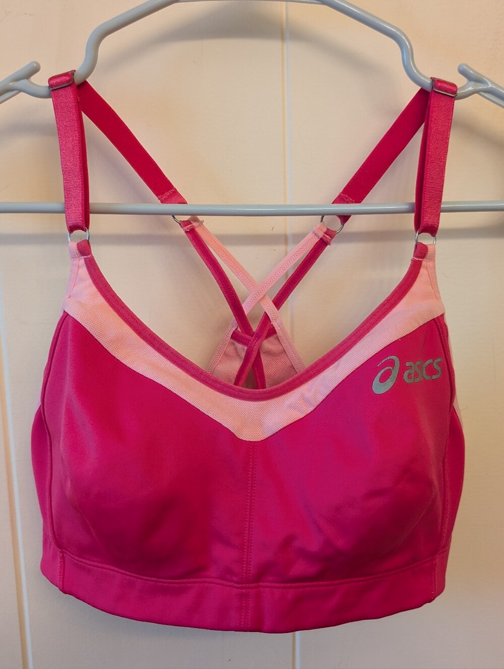 Asics Hot Pink & Light Pink Cross-Back Sports Bra